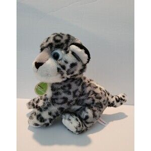 Aurora Babies Gray Black White Snow Leopard 10" Plush Blue Eyes Collar 2017